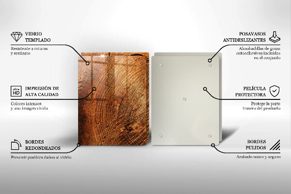 Steklena podloga za rezanje Lesno zrno drevesa