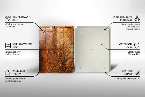 Steklena podloga za rezanje Lesno zrno drevesa