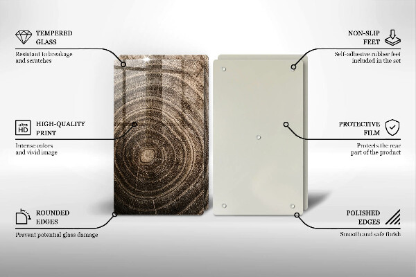 Steklena podloga za rezanje Leseni obroči