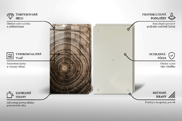 Steklena podloga za rezanje Leseni obroči