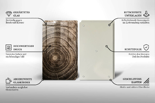 Steklena podloga za rezanje Leseni obroči