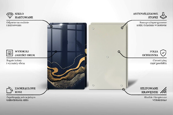 Steklena podloga za rezanje Abstraktne zlate črte