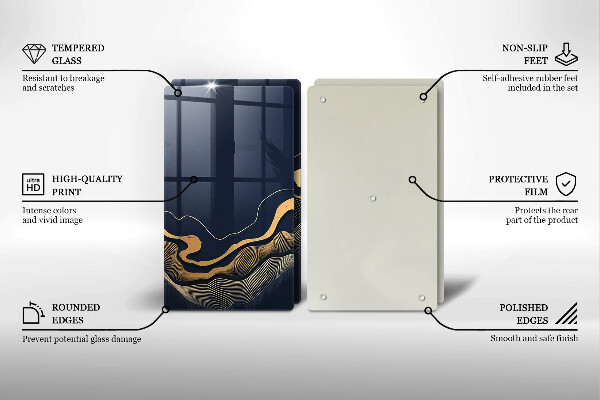 Steklena podloga za rezanje Abstraktne zlate črte