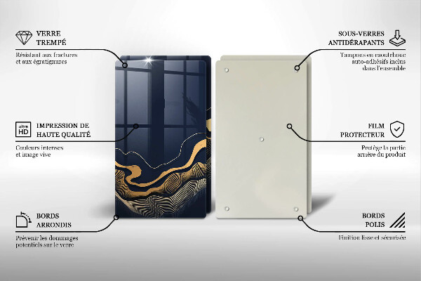 Steklena podloga za rezanje Abstraktne zlate črte