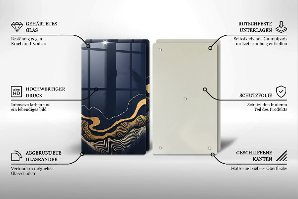 Steklena podloga za rezanje Abstraktne zlate črte