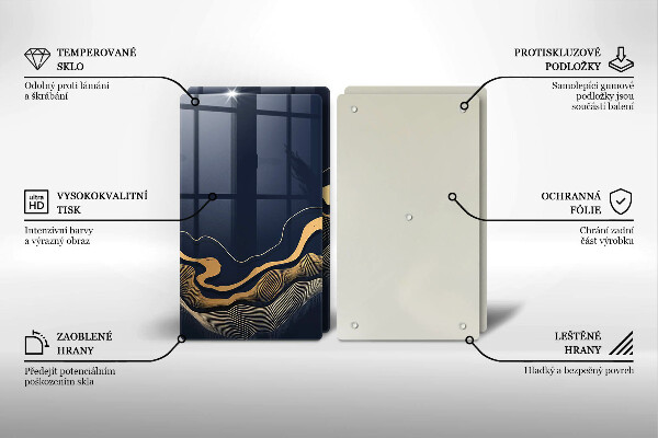 Steklena podloga za rezanje Abstraktne zlate črte