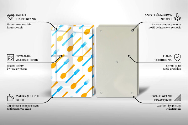 Steklena podloga za rezanje Vilice in žlice