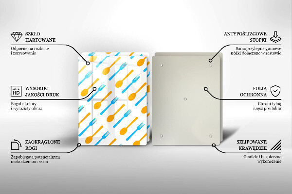 Steklena podloga za rezanje Vilice in žlice