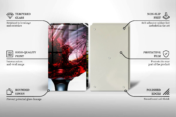 Steklena podloga za rezanje Kozarci vina