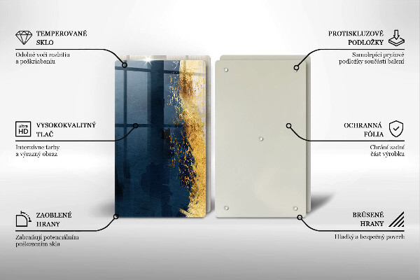 Steklena podloga za rezanje Zlata abstrakcija