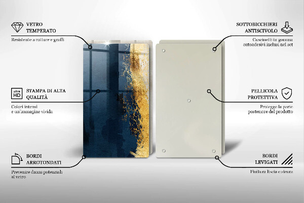 Steklena podloga za rezanje Zlata abstrakcija