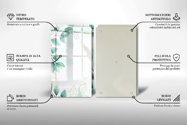 Steklena podloga za rezanje Poslikani listi