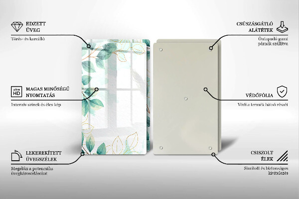 Steklena podloga za rezanje Poslikani listi