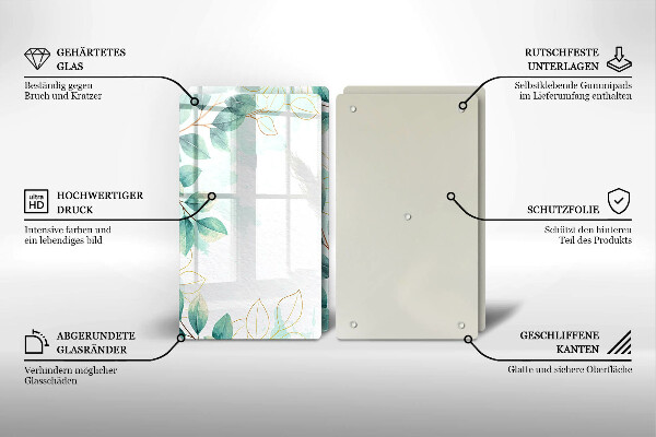 Steklena podloga za rezanje Poslikani listi