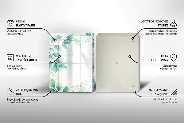 Steklena podloga za rezanje Poslikani listi