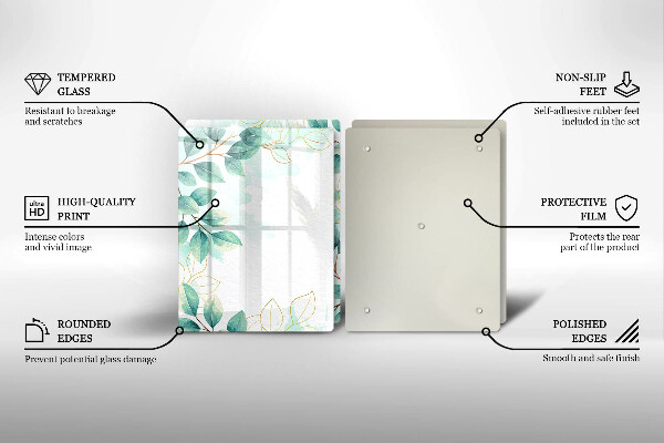 Steklena podloga za rezanje Poslikani listi