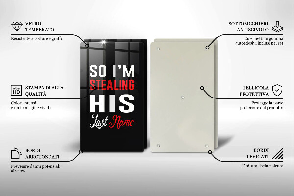 Steklena podloga za rezanje Napis stavek vzorec