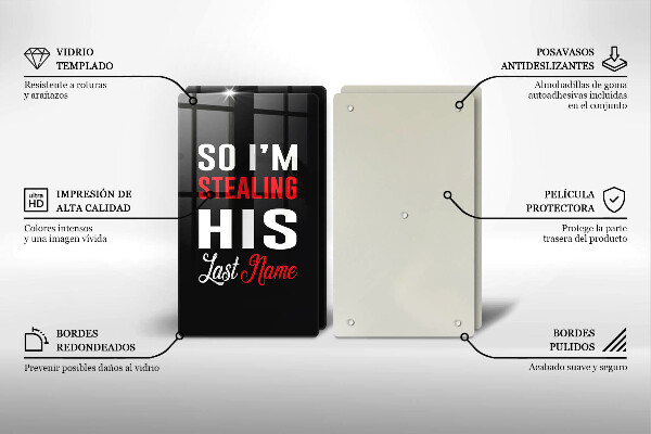 Steklena podloga za rezanje Napis stavek vzorec