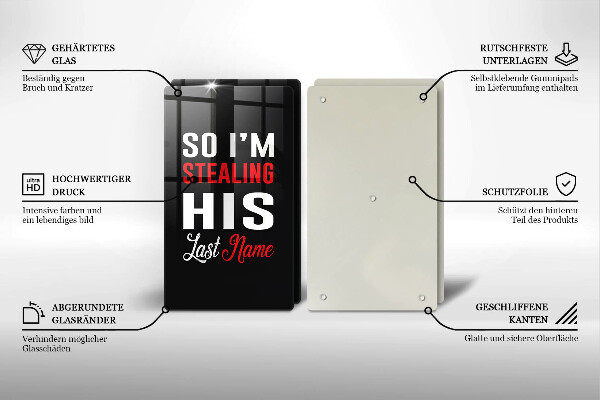 Steklena podloga za rezanje Napis stavek vzorec