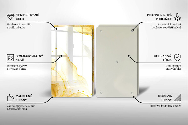 Steklena podloga za rezanje Zlata abstrakcija