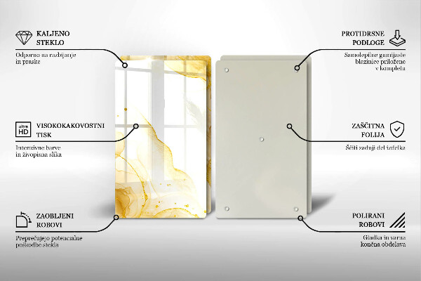 Steklena podloga za rezanje Zlata abstrakcija