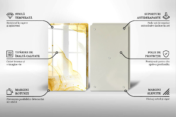 Steklena podloga za rezanje Zlata abstrakcija