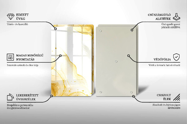 Steklena podloga za rezanje Zlata abstrakcija