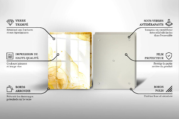 Steklena podloga za rezanje Zlata abstrakcija