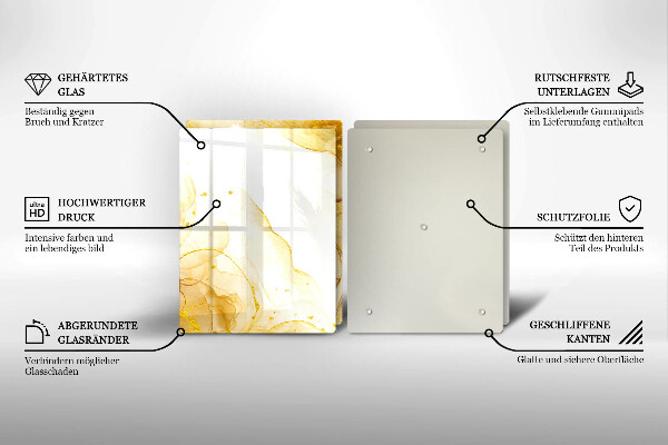 Steklena podloga za rezanje Zlata abstrakcija