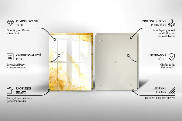 Steklena podloga za rezanje Zlata abstrakcija