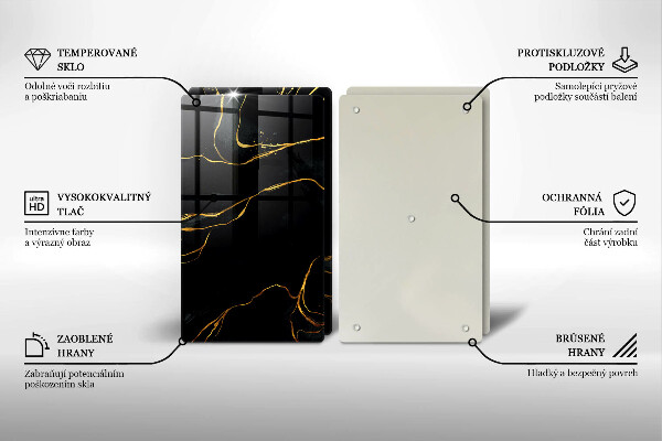 Steklena podloga za rezanje Črn marmor