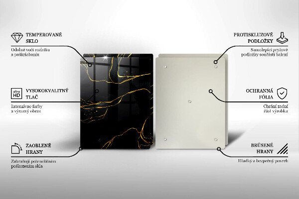 Steklena podloga za rezanje Črn marmor