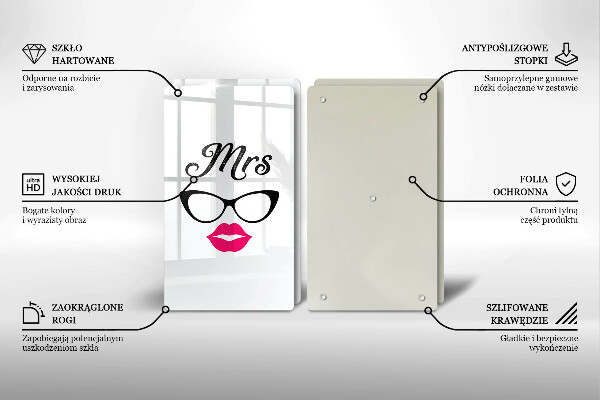 Steklena podloga za rezanje Mrs Mr