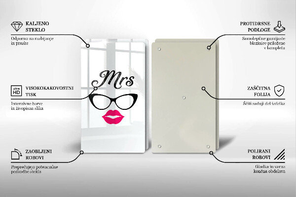 Steklena podloga za rezanje Mrs Mr