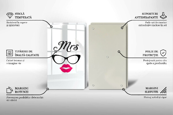 Steklena podloga za rezanje Mrs Mr