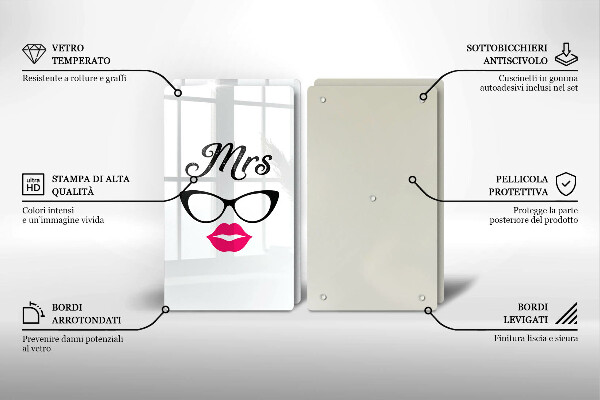 Steklena podloga za rezanje Mrs Mr