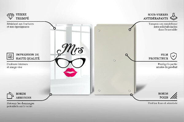 Steklena podloga za rezanje Mrs Mr