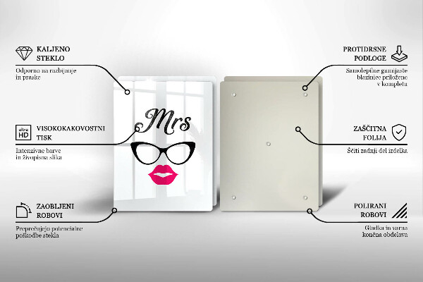 Steklena podloga za rezanje Mrs Mr