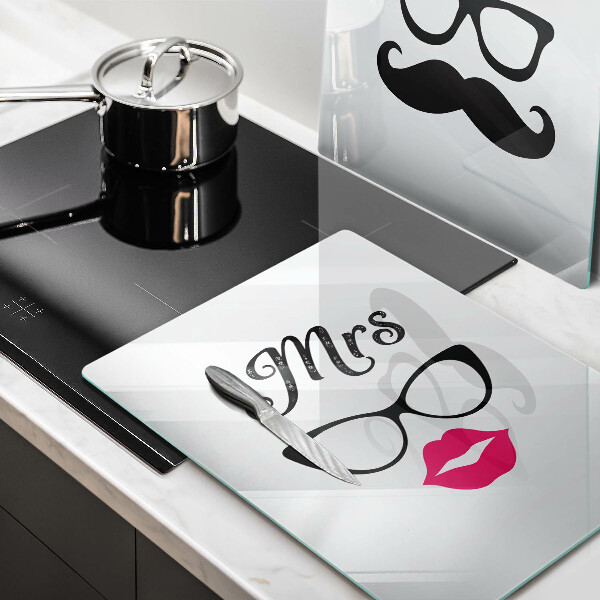 Steklena podloga za rezanje Mrs Mr