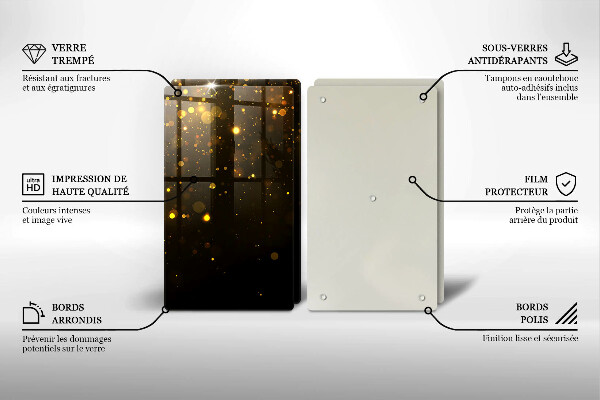 Steklena podloga za rezanje Zlate bleščice