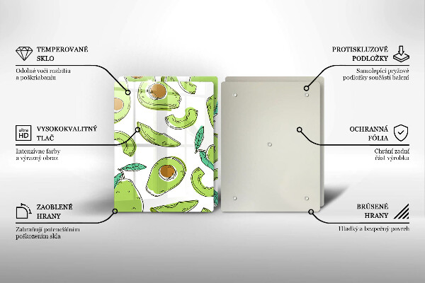 Steklena podloga za rezanje Avokado in hruška