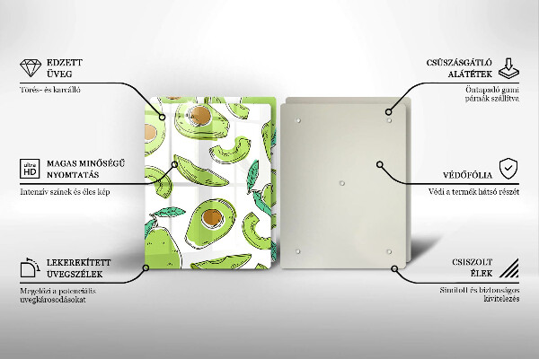 Steklena podloga za rezanje Avokado in hruška