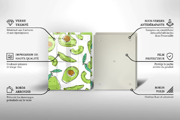 Steklena podloga za rezanje Avokado in hruška