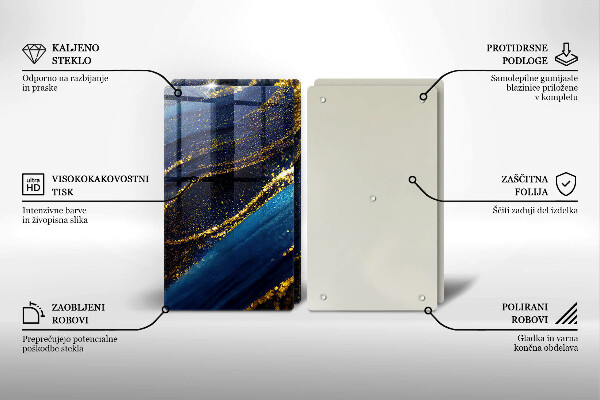 Steklena podloga za rezanje Mornarsko modra abstrakcija