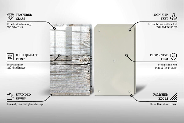 Steklena podloga za rezanje Svetla lesena struktura