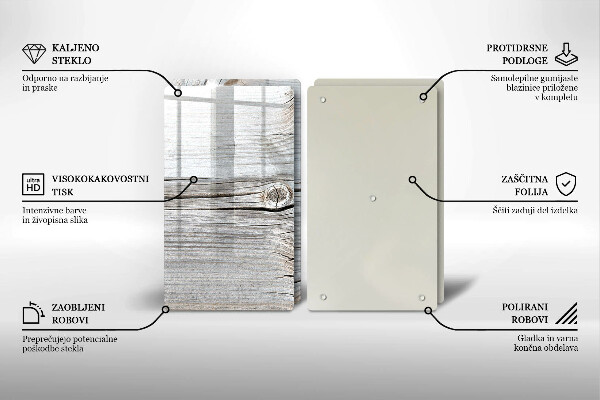 Steklena podloga za rezanje Svetla lesena struktura