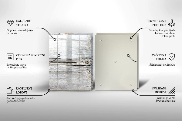 Steklena podloga za rezanje Svetla lesena struktura