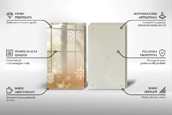 Steklena podloga za rezanje Snežinke