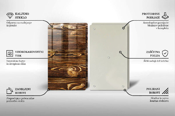 Steklena podloga za rezanje Tekstura lesa