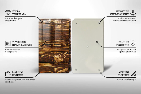 Steklena podloga za rezanje Tekstura lesa